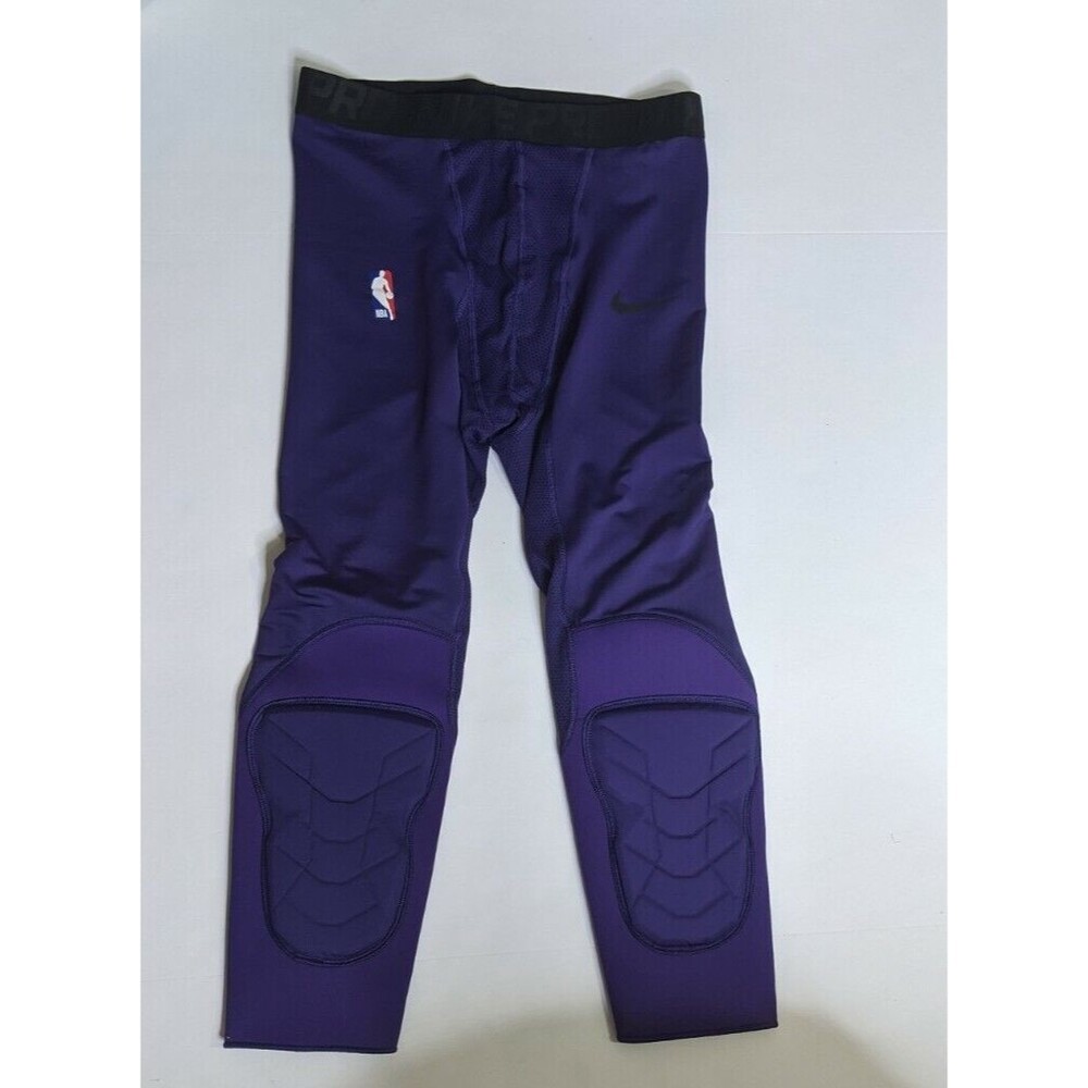 NIKE PRO 3/4 COMPRESSION PADDED TIGHTS Mens Large NBA Basketball Lakers Team Iss